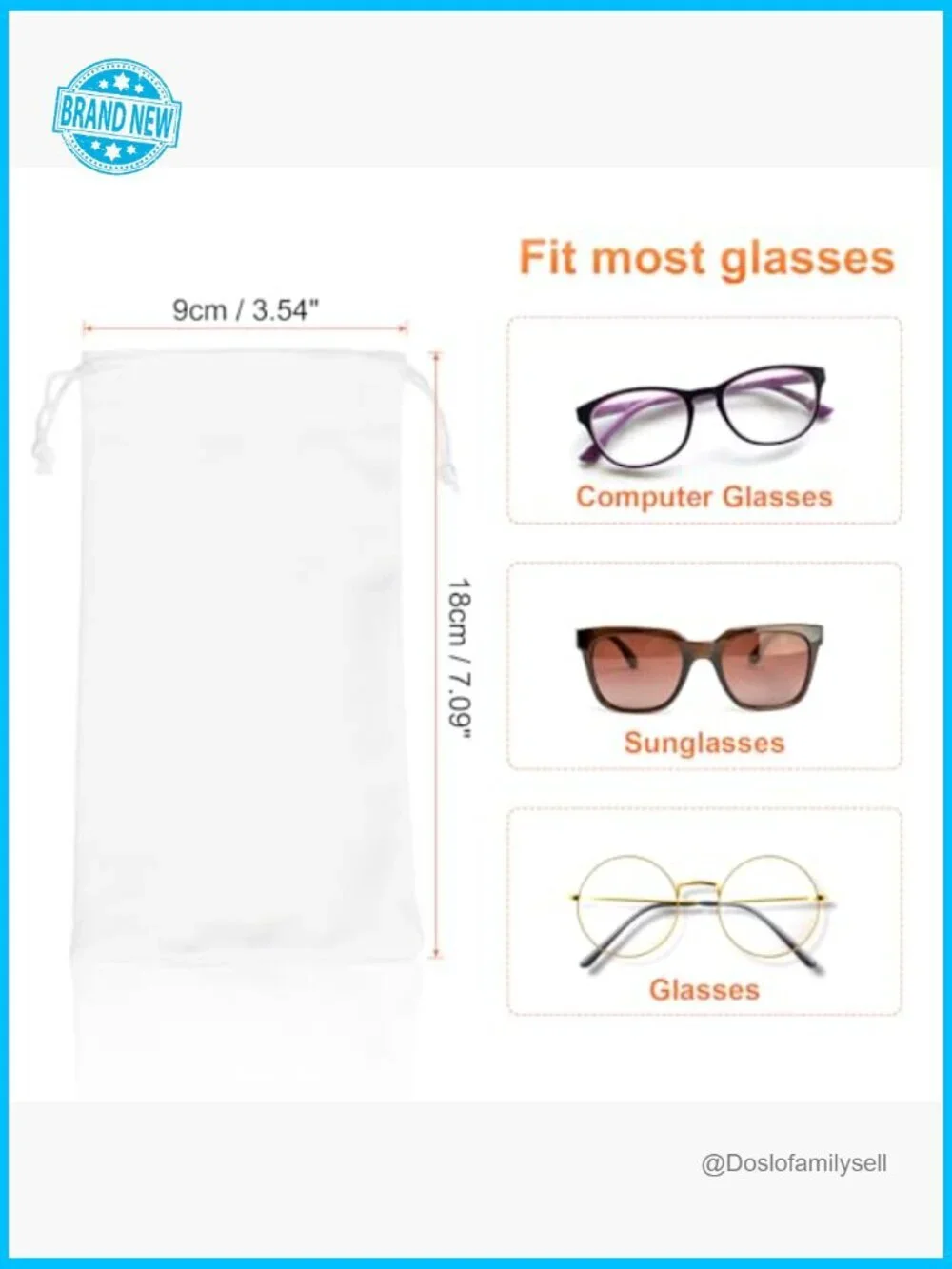 Microfiber Drawstring Eyeglass Pouch Set Portable Storage for Sunglasses Jewelry